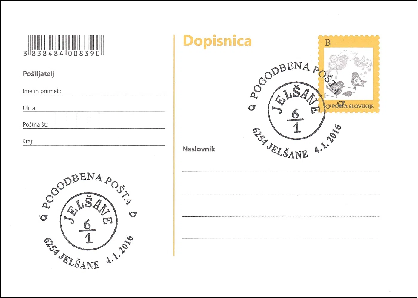 POGODBENA POŠTA 6254 JELŠANE